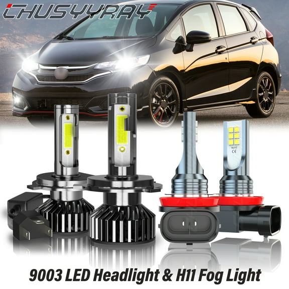 For Honda Fit 2016 2017 2018 2019 2020 - 4x LED Headlight Fog Light Bulbs Combo Kit 6500K White