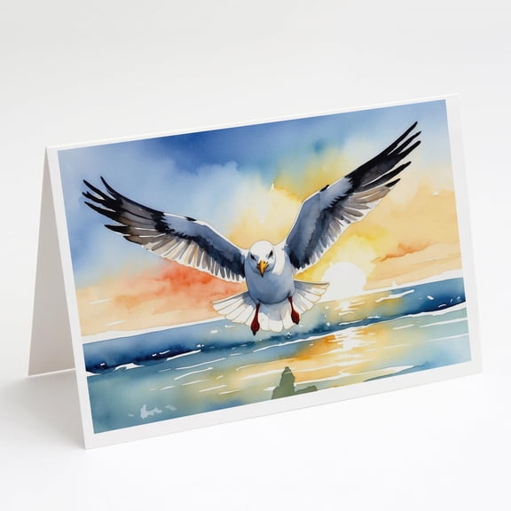 Carolines Treasures DAC7517GCA7P 5 x 7 in. Gull Flying Low Greeting Cards - Pack of 8