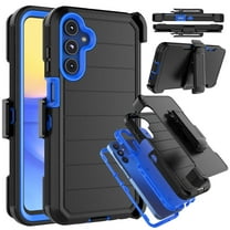 For Samsung Galaxy A15 5G Phone Case, Ebizware Shockproof Case with Built-in Screen Protector and Holster Belt Clip Military Grade Heavy Duty Kickstand Cover for Galaxy A15 5G - Black/Blue