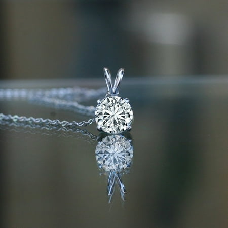Diamond Veneer - 2CT round with bail simulated diamond solitaire pendant