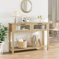 thumbnail image 1 of Yeshouse Mesa consola de madera de 2 niveles, mesa auxiliar para recibidor o sala de estar con 2 cajones de cristal y espacio de almacenamiento, 1 of 8
