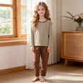 thumbnail image 6 of Wenfanal Pajamas Sets Little & Big Girls Pajamas Boys Girls Pajama Set Comfortable Soft Fashion Home Pajama Set Size 6-7 Years,Coffee, 6 of 9