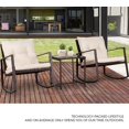 thumbnail image 3 of SUNCROWN 3 Pieces Outdoor Rocking Chair Set Patio Wicker Rattan Bistro Set Conversation Furniture with Cushions and Glass Coffee Table(Beige), 3 of 13