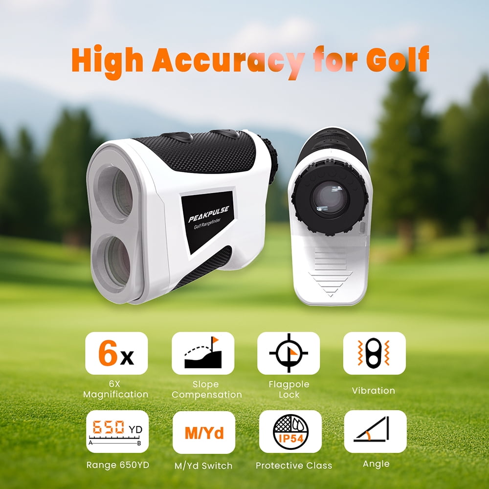 PEAKPULSE Laser Golf Range Finder with Slope 650 Yards Rangefinder Angle Slope Measurement Flag Pole Locking with Magnetic Pearl White