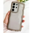 thumbnail image 3 of Compatible for Galaxy S21 Ultra Case 6.8",Curly Wave Design Transparent Shiny Case Cute Clear Transparent Shockproof Bumper Protection Soft Phone Cover Case for Women Girls Men,Clear/Black, 3 of 17