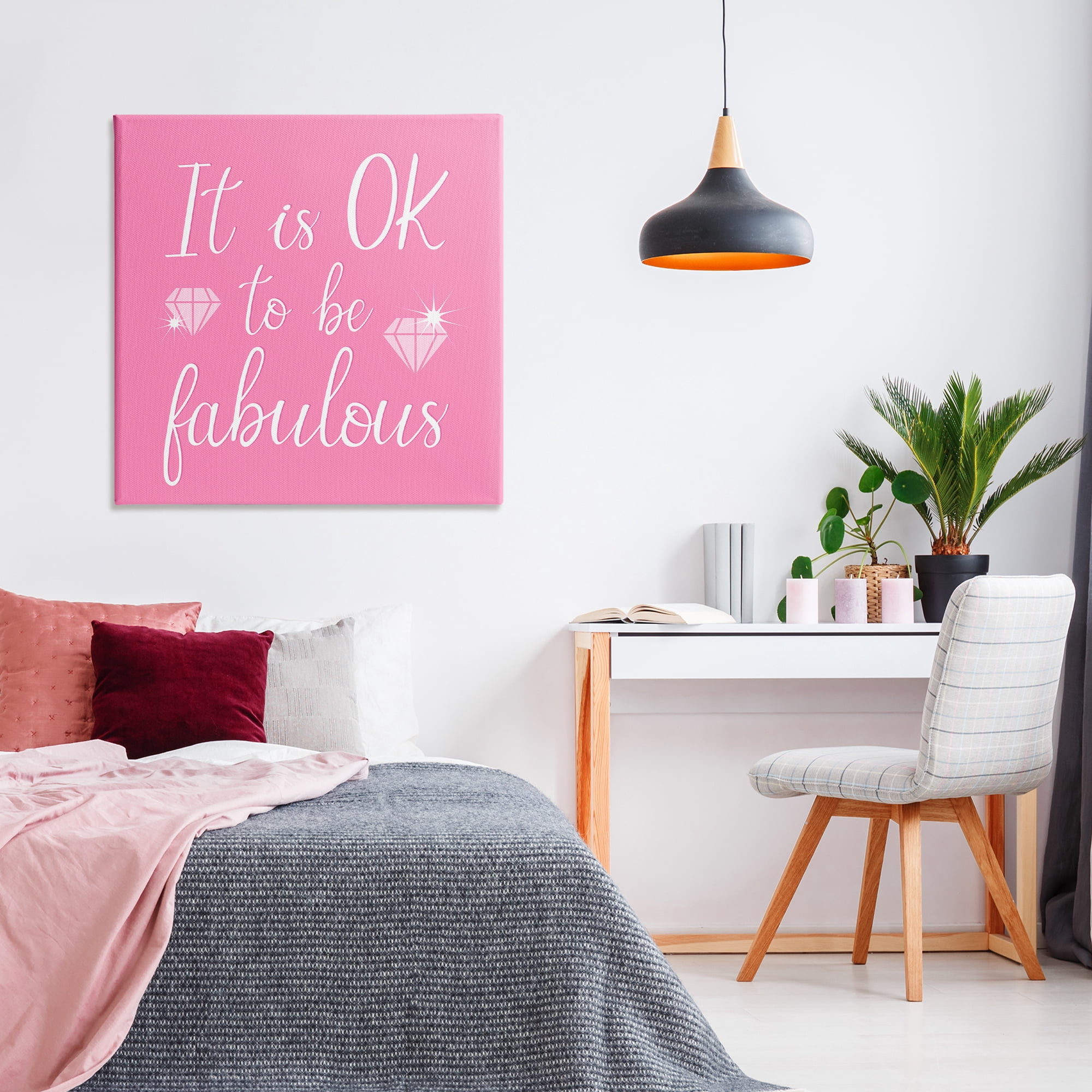Stupell Industries Ok to be Fabulous Quotes and Sayings Painting Wrapped Canvas Art Print Wall Art, 36 x 36