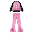 thumbnail image 6 of TiaoBug Kids Girls Gymnastics Sports Dance Set Long Sleeve Sequins Jacket with Bell Bottoms Pants Pink 16, 6 of 7