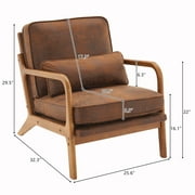 UBesGoo Modern Wood Club Chair Bronzing Cloth Fabric Upholstered Reading Accent Chair with Solid Wood Frame Brown