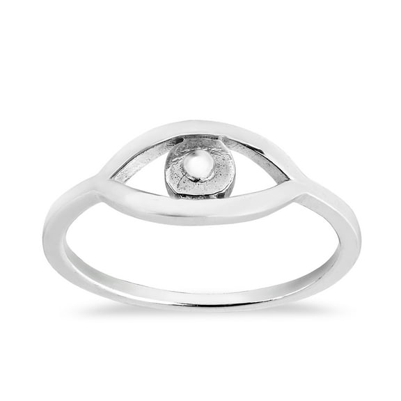 Evil Eye Good Luck Protection .925 Sterling Silver Simple Band Ring-8