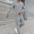 thumbnail image 2 of Sweat Suits for Men 2 Piece Outfit Sets Fall Winter Clothes Casual Sportswear Outerwear Loungewear Men's Fashion, Light Gray, Size S, 2 of 10