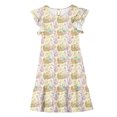 thumbnail image 4 of EGNMCR Robe à Manches Courtes Col Rond Robe d'Été pour Enfants à Manches Plissées Double Couche Imprimée pour Enfants de 5 à 14 Ans, 4 of 7