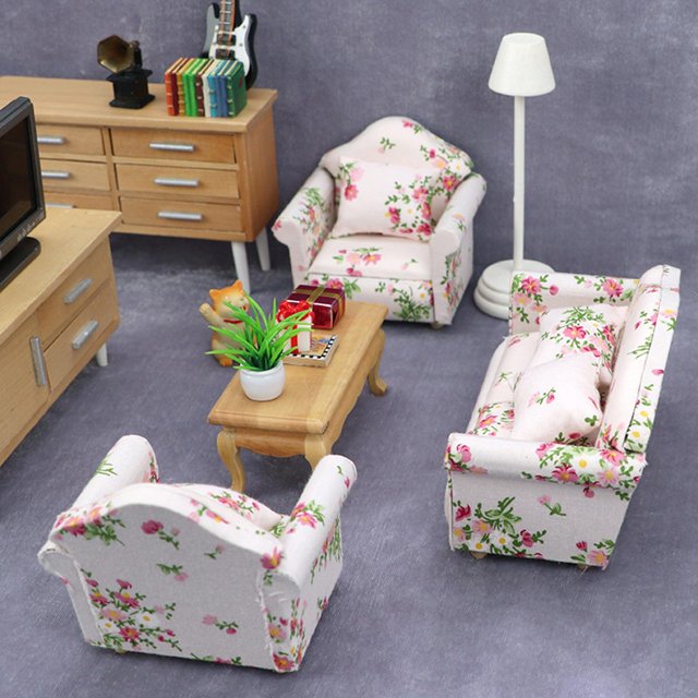 de sofás para casa de 1:12, juguete para de imitación para niños, accesorios en miniatura para casa de , muebles para casa Hugo Sofá de casa de muñecas