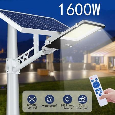 

1600W Solar Flood Lights Outdoor - Solar Street Lights Outdoor Waterproof High Brightness Outdoor LED Street Light with Remote Control for Parking Lot Yard Stadium Plaza