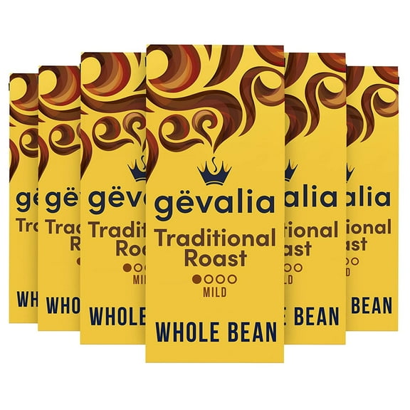 Gevalia Traditional Mild Roast Whole Bean Coffee (6 ct Pack, 12 oz Bags)