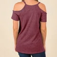 thumbnail image 5 of Brilliant Women Tops Women's Summer Solid Short Sleeve Top Off Shoulder V-Neck Casual Lace Up T-Shirt clothes under $10.00, 5 of 8