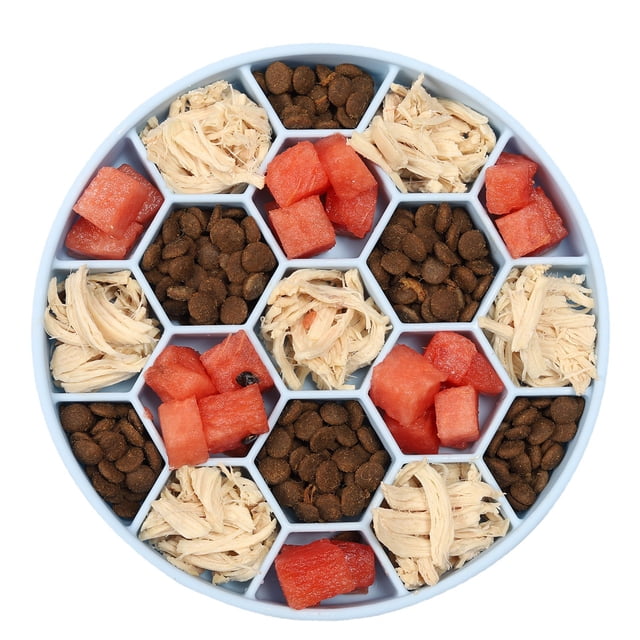 Anti-Choke Silicone Dog Slow Feeder Bowl with Honeycomb Design - Non-Slip Suction Cups, Durable Pet Feeding Dish for All Dog Sizes, Indoor/Outdoor Use, Includes Frosted Pouch & English Paper Card