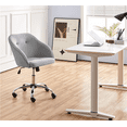 thumbnail image 4 of Alden Design Adjustable Swivel Velvet Desk Chair for Home Office, Light Gray, 4 of 11