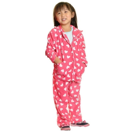 UPC: 0885851522471 | Angelina Girl s Cozy Fleece Notch Collar Pajama Set with Pockets (1-Pack)