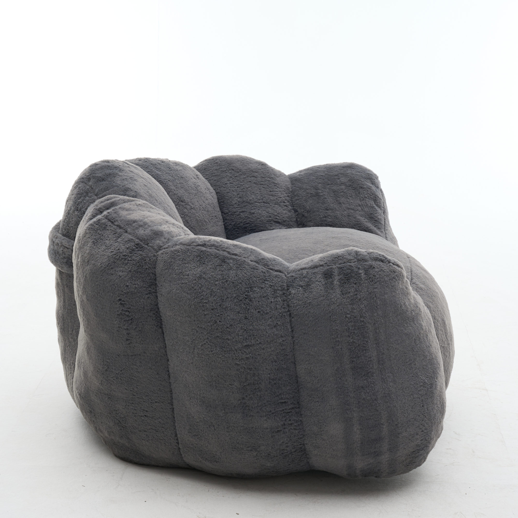 Leumius Large Lazy Sofa Chair, Comfortable Velvet Fabric Large Petal Sofa for Bedroom, Living Room and Gaming Grey