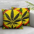 thumbnail image 3 of Creowell Throw Pillow Cover Green Marijuana Silhouette Ganja Leaf and on Rastafarian Red Pillowcase Home Decor Square Pillow Case Cushion Cover,Multi-Size, 3 of 5
