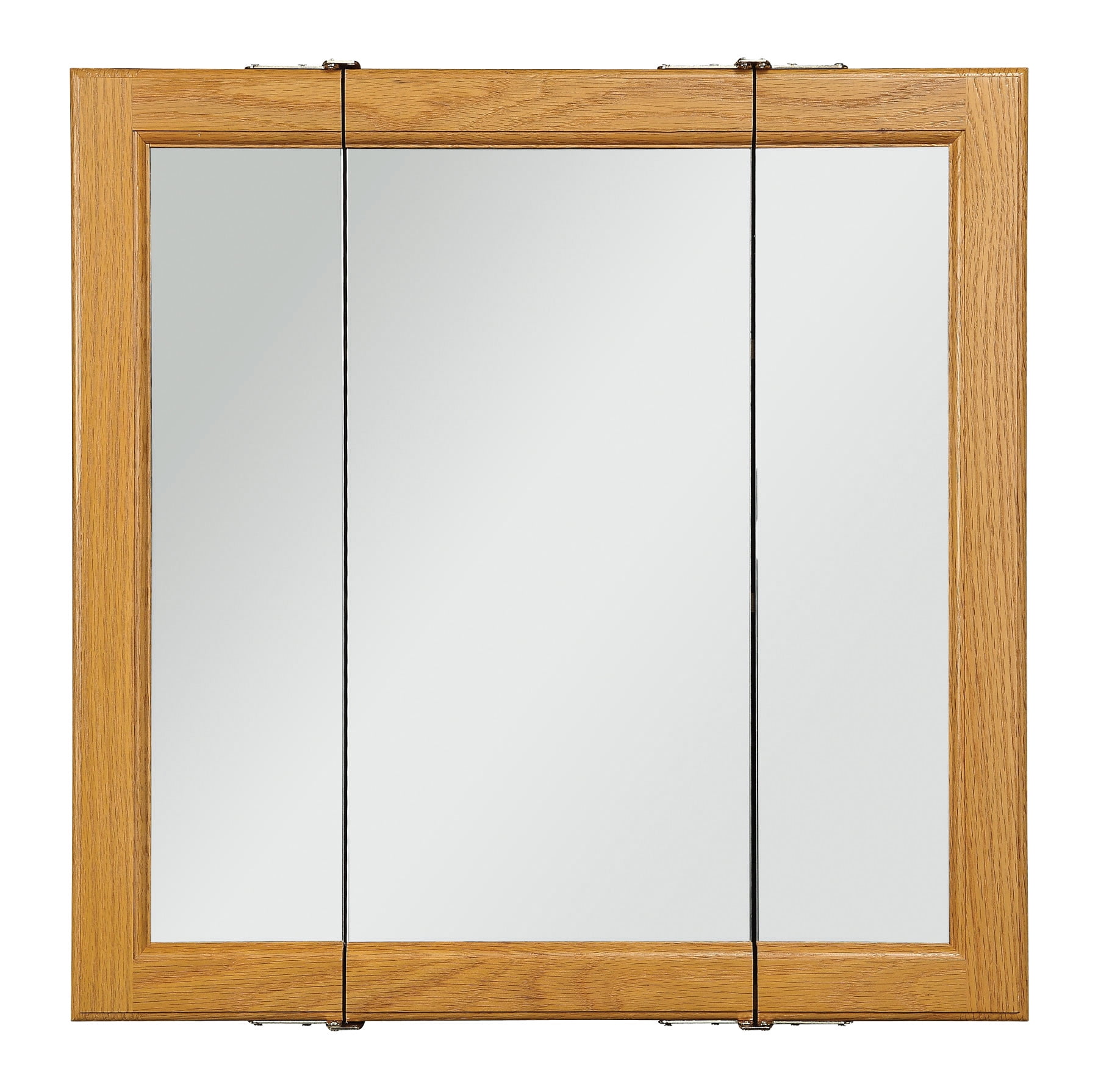 Bathroom Medicine Mirror Tri View Honey Oak Sturdy Solid Wood Frame New eBay