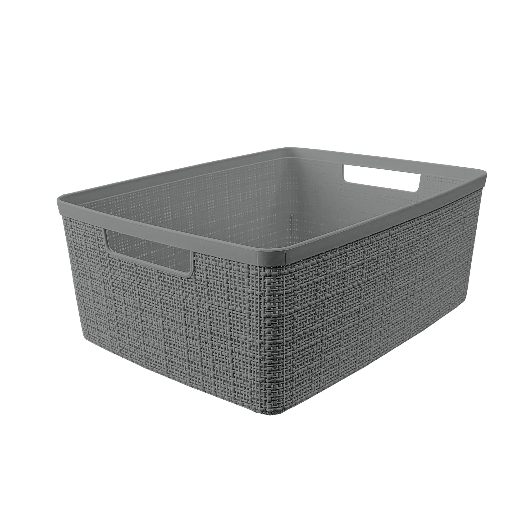 Curver Set of 6 Jute Basket Medium Durable Resin Organization and Storage Basket Bin, Grey