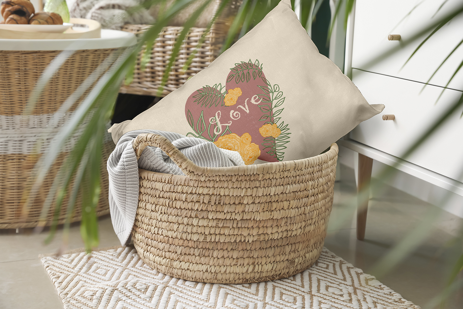 20" x 14" Simply Daisy Love And Roses Polyester Indoor/Outdoor Pillow, Rusty Mauve Qty 1