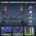 thumbnail image 4 of Chariots Pliables, Chariot Utilitaire Pliable avec Roues Tout-Terrain, Porte-Gobelets et Poignée Ajustable, Chariot d'Épicerie Portable de 380 Lb pour Magasinage, Camping, Jardin - Bleu, 4 of 8