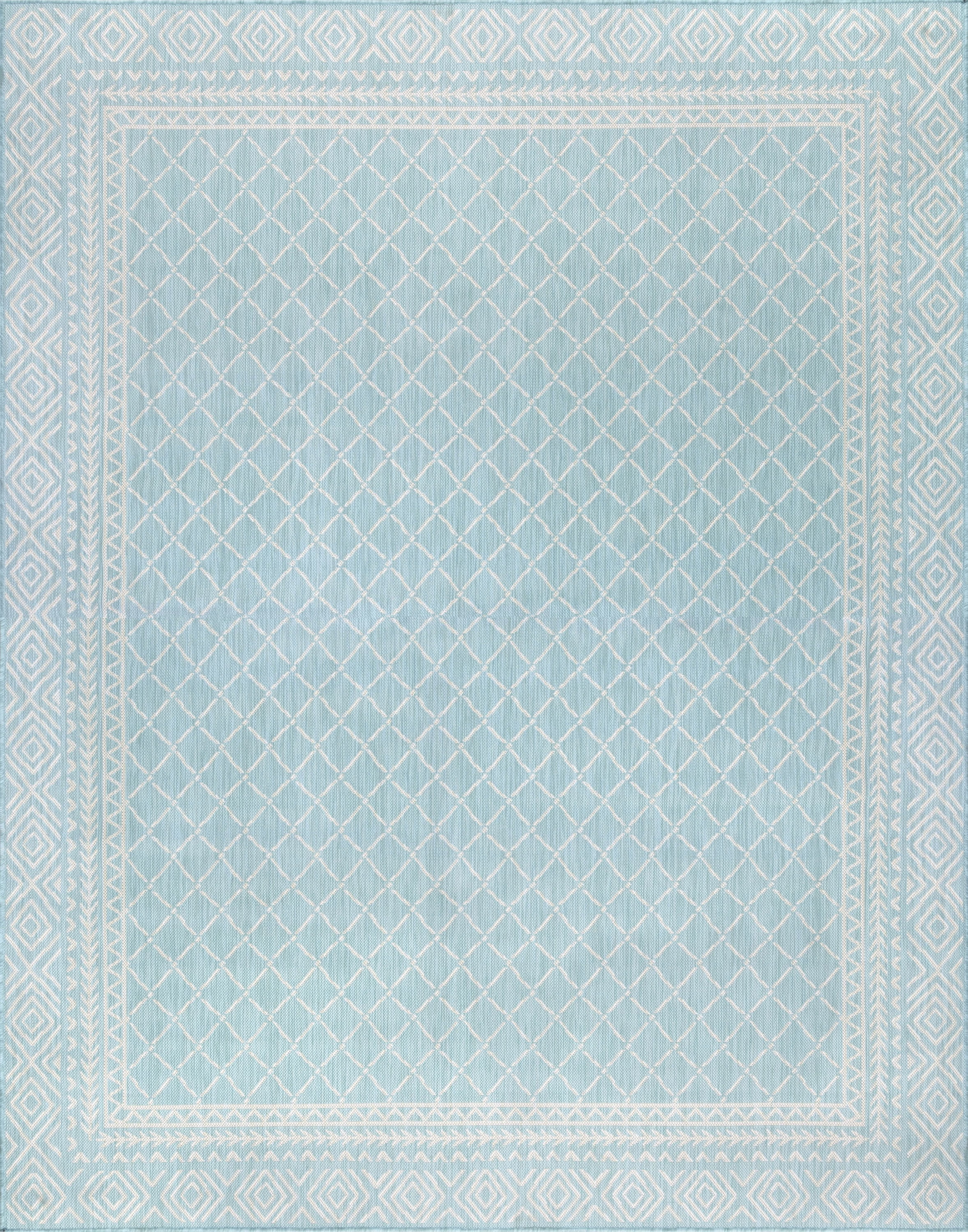9x12 Water Resistant, Large Indoor Outdoor Rugs for Patios, Front Door Entry, Entryway, Deck, Porch, Balcony | Outside Area Rug for Patio | Aqua, Diamond | Size: 8'10'' x 12'2''