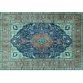 thumbnail image 1 of Ahgly Company Indoor Rectangle Medallion Light Blue Traditional Area Rugs, 4' x 6', 1 of 4