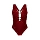 thumbnail image 4 of Trajes de Baño de Corte Alto para las Mujeres Correa sin Espalda Color Sólido con Cojín de Pecho Verano Inalámbrico, 4 of 7