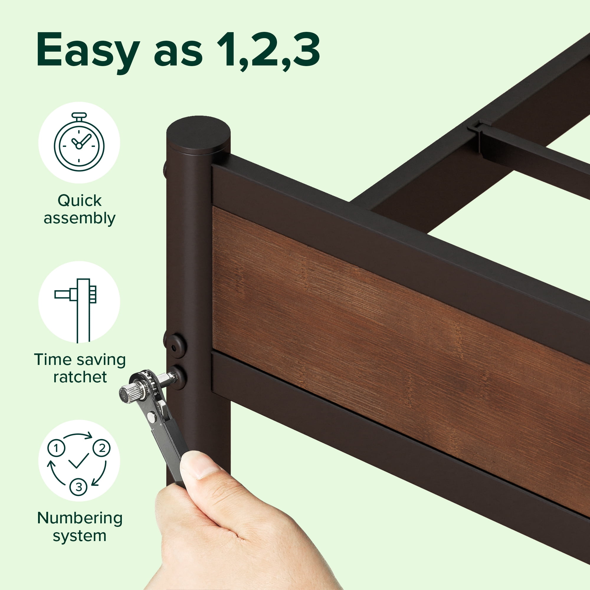Zinus 39" Roman Bamboo and Metal Platform Bed Frame, Twin