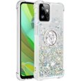 thumbnail image 3 of Glitter Clear Sparkly Bling Case for Motorola Moto G Power 5G 2023, Flowing Liquid Quicksand Cover with Diamond Ring Holder Case for Motorola Moto G Power 5G 2023  Silver, 3 of 14