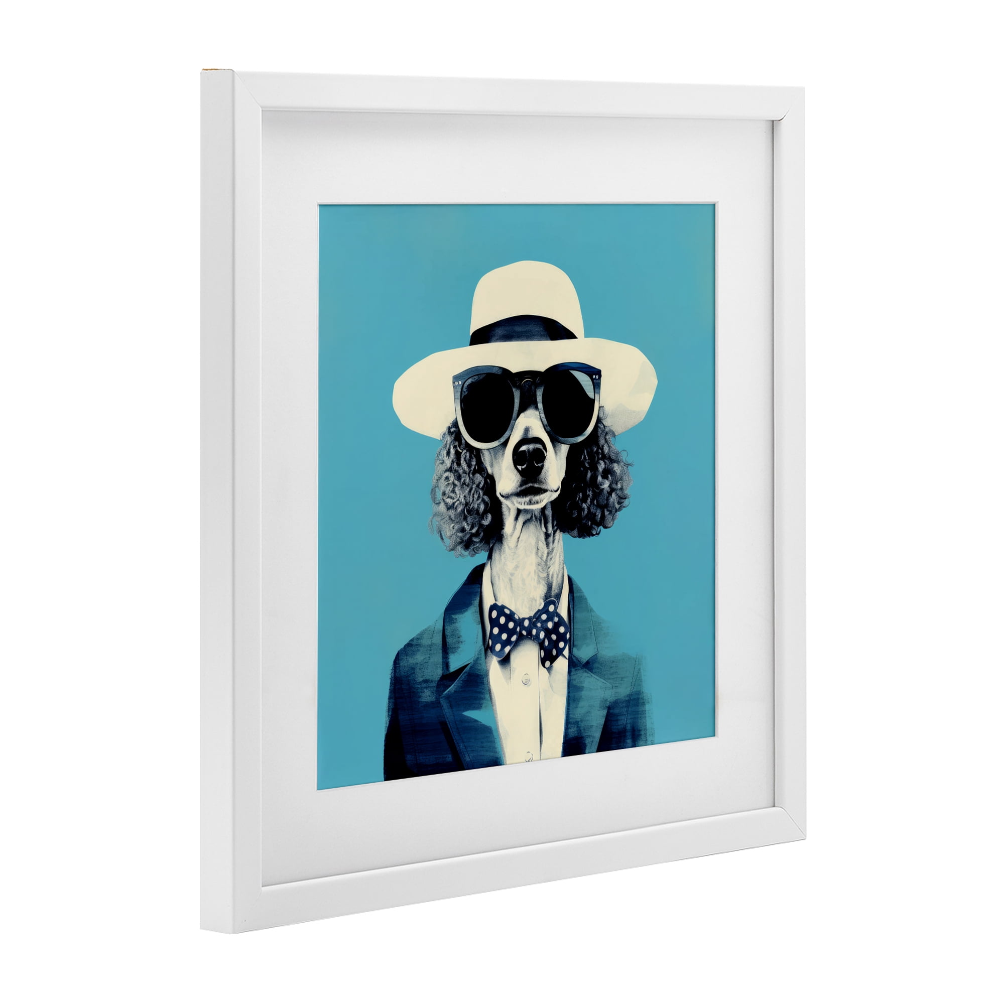 Stupell Industries Canine Cool Retro Outfit White Framed Print Under Glass, design by Ray Powers