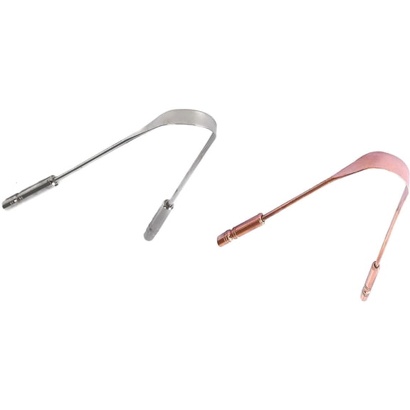 Copper and Stainless Steel Tongue Cleaners with Comfort Grip 2 Pack