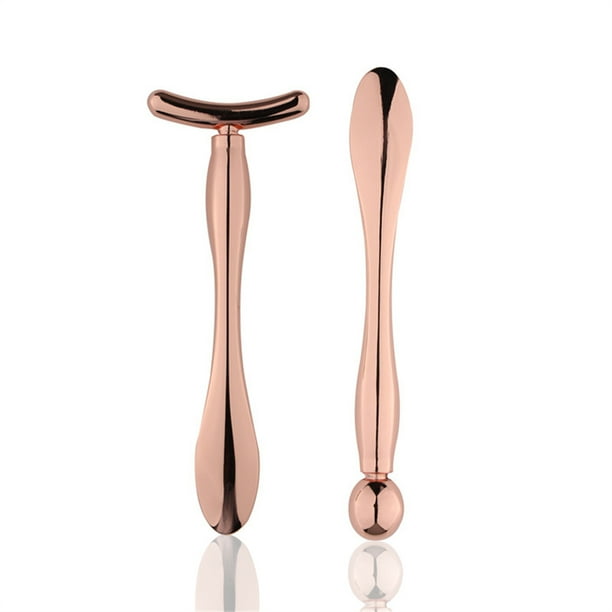 Metal ojo crema aplicador zinc aleación cara esencia masajeador palo facial bola hinchado herramienta cosmética piel chicas hombres rosa dorado 2 unids Advancent CE001267-03B