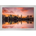 thumbnail image 1 of New York City, NY - Skyline Reflection & Sunset - Lantern Press Photography (18x12 Giclee Art Print, Gallery Framed, Silver Wood), 1 of 1