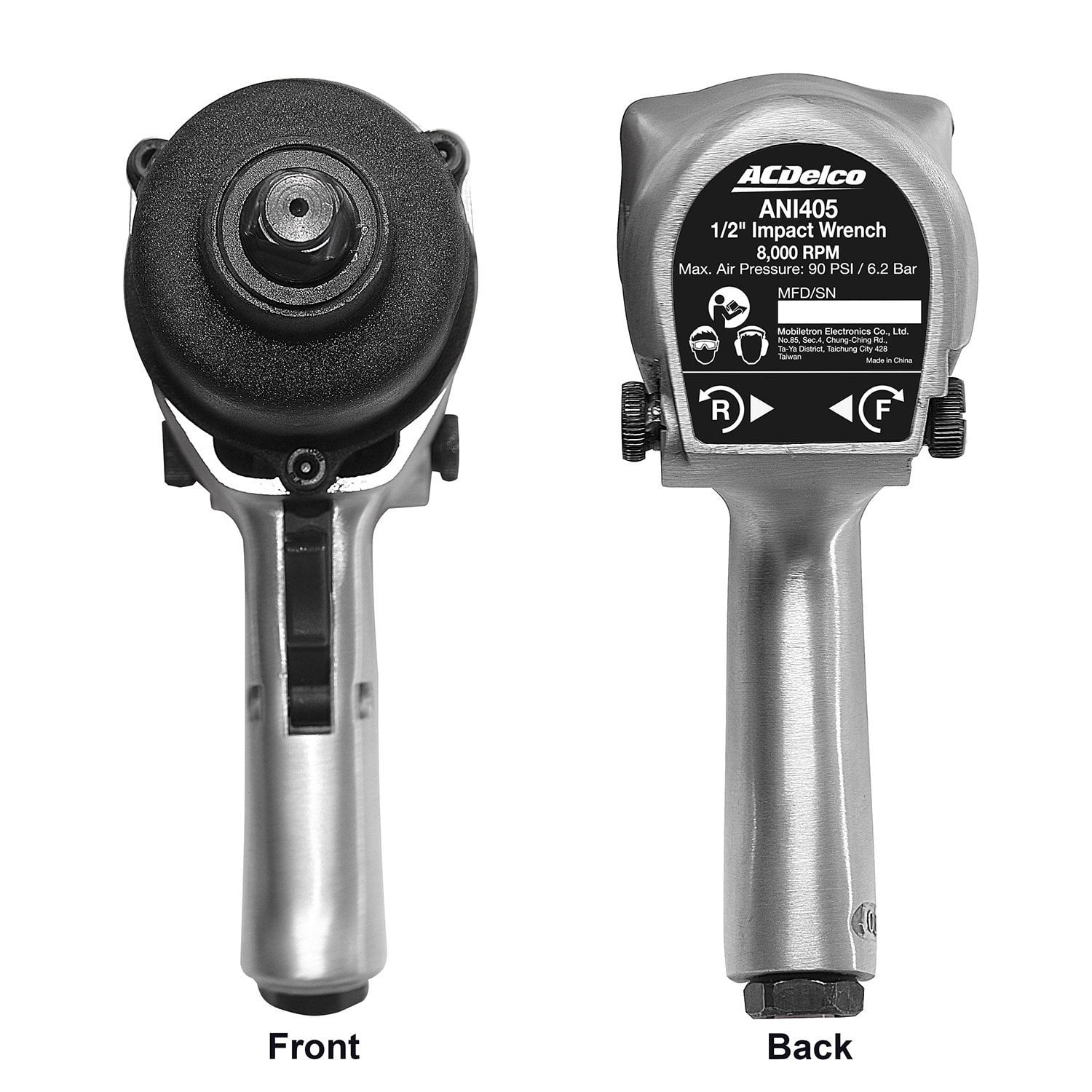 ACDelco ANI405A Heavy Duty Twin Hammer 1/2” 500 ft-lbs. 5-Speed Pneumatic Impact Wrench Tool Kit