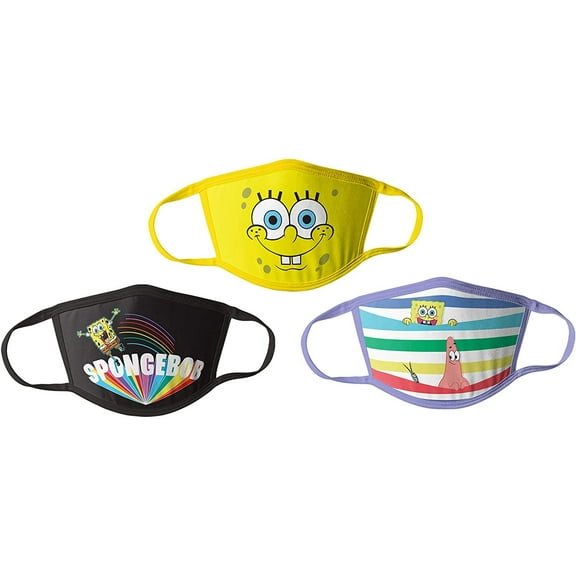 Spongebob Kids Cloth Face Masks Pack of 3 Multipack Washable Reusable Non-Medical
