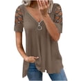 thumbnail image 2 of Womens Tops and Blouses Summer Women's Hot Diamond Hollow Zipper Short Sleeve Tops clothes under $5.00, 2 of 6