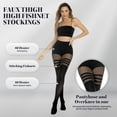 thumbnail image 3 of Manzi Faux Thigh High Fishnet Stockings for Women Opaque Pantyhose Mock Suspender Tights, 3 of 7