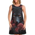 thumbnail image 1 of Balery Rose Full Moon Black Wolf Vestidos de verano para mujer con estampado: vestido holgado sin mangas, vestido playero informal y cómodo para días calurosos., 1 of 7