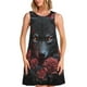thumbnail image 1 of Balery Rose Full Moon Black Wolf Vestidos de verano para mujer con estampado: vestido holgado sin mangas, vestido playero informal y cómodo para días calurosos., 1 of 7