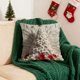 thumbnail image 4 of Funda de cojín navideña de lino | Funda de cojín para sofá de 45 x 45 cm | Estampado 3D de Papá Noel, reno, muñeco de nieve y árbol | Decoración en rojo, blanco y dorado, 4 of 5