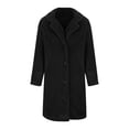 thumbnail image 4 of Women's 2025 Faux Fur Coat Lapel Long Sleeve Fuzzy Fleece Mid-length Sherpa Jacket Button Down Winter Outerwear, 4 of 7