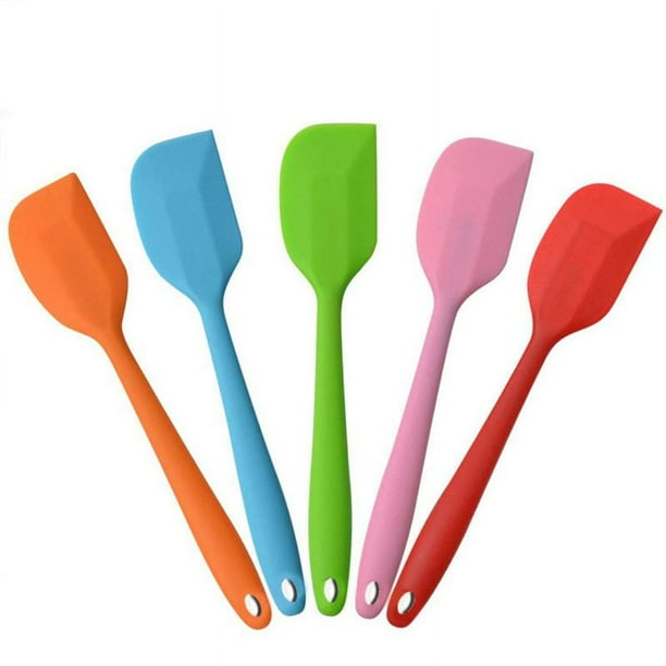 Espátulas de silicona, espátula de goma pequeña, diseño de una pieza sin costuras, raspadores flexibles antiadherentes resistentes al calor para hornear (5 piezas)