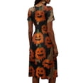 thumbnail image 5 of Halloween Dresses for Women Skeleton V Neck Bat Fall Wedding Guest Dress Ghost Short Sleeve Funny Wrap Dresses M, 5 of 5