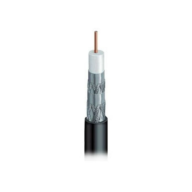 Vextra V621QBB Quad Shield RG6 Solid Copper Coaxial Cable, 1000', Black