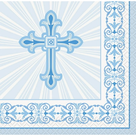 Blue Napkins Cross Beverage Napkins Blue Religious Devotional Favor Party Supply