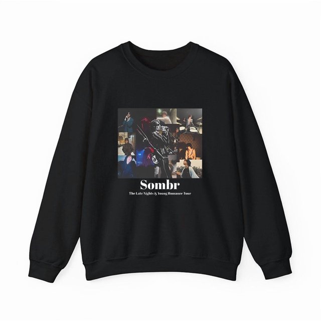 Sombr Merch The Late Nights & Young Romance Tour Chandail Molletonné à Col Rond Unisexe Hommes Femmes Manches Longues